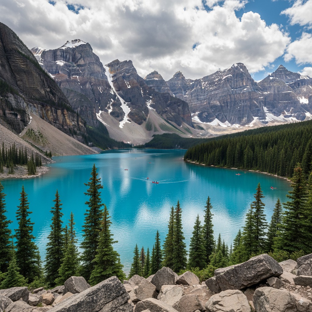 A photo showing Moraine Lake in Banff national park.