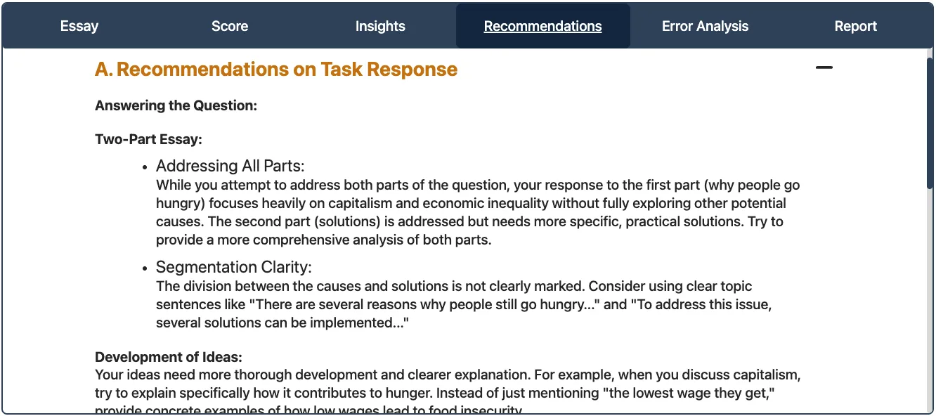 Your IELTS Essay recommendations